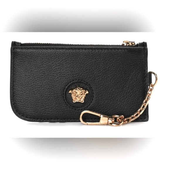 Versace Black Leather Wallet with Gold Chain - Picture 1 of 4